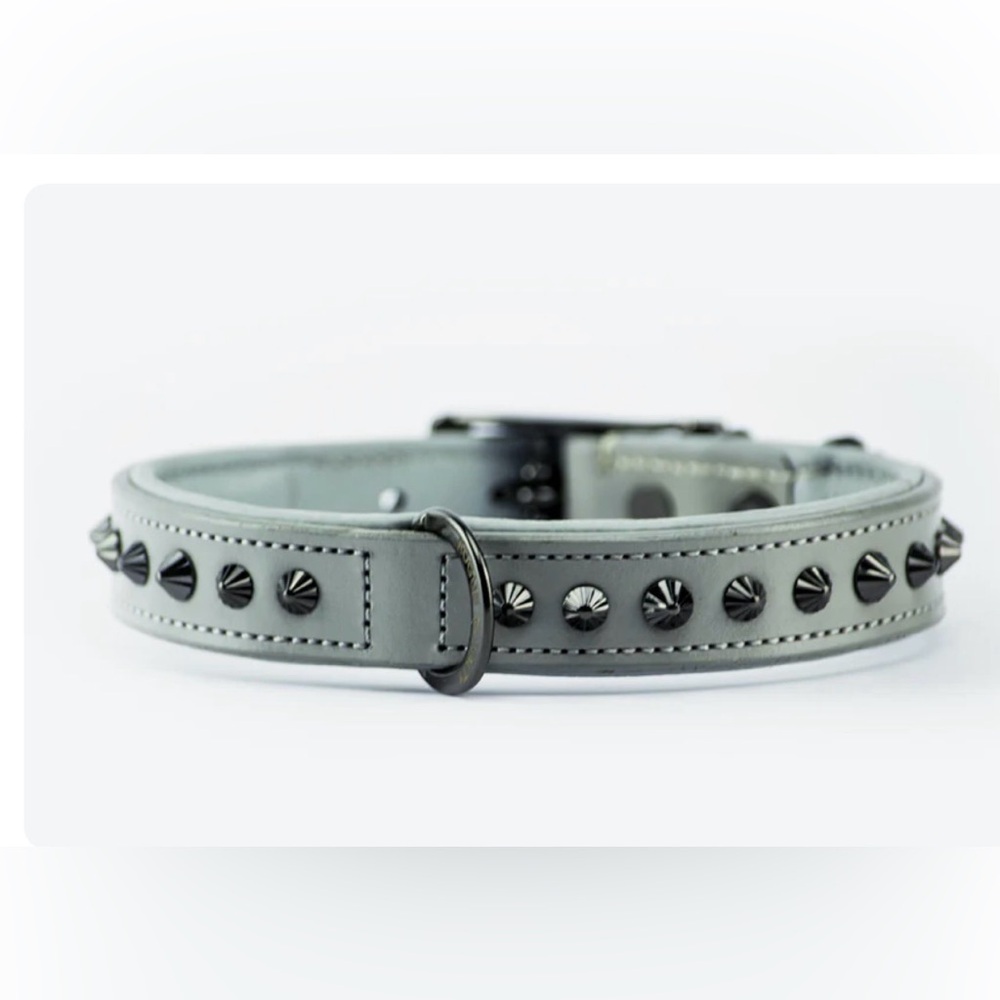 Handmade leather studded small dog collar